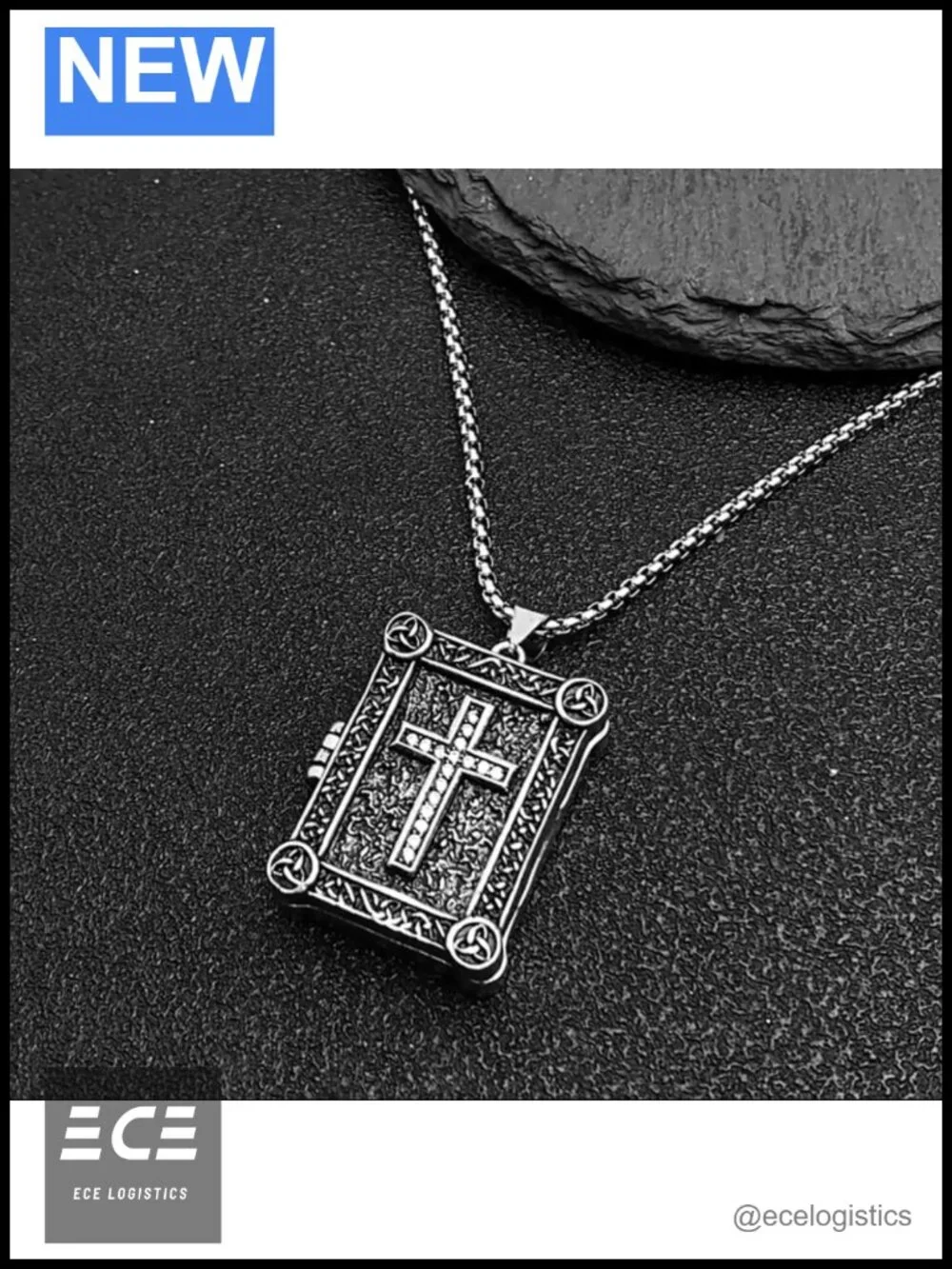 925 Sterling Silver Square Locket Necklace Hidden Compartment Pendant
